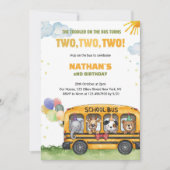 Yellow School Bus 2e verjaardag Wielen op de bus Kaart (Voorkant)