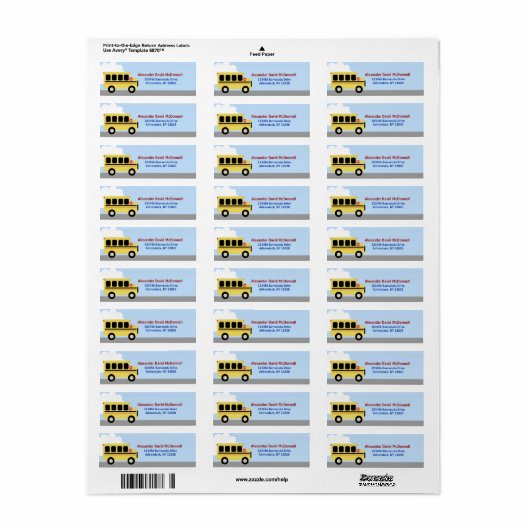 Yellow School Bus Aangepaste Adresetiketten Etiket (Full Sheet)
