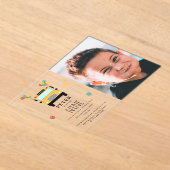 Yellow School Bus Kids Birthday Party Custom Photo Acryl Uitnodigingen (Laagn)