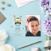 Yellow School Bus Kids Birthday Party Custom Photo Acryl Uitnodigingen (Insitu (Huwelijk))