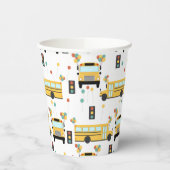 Yellow School Bus Kids Birthday Party Papieren Bekers (Links)