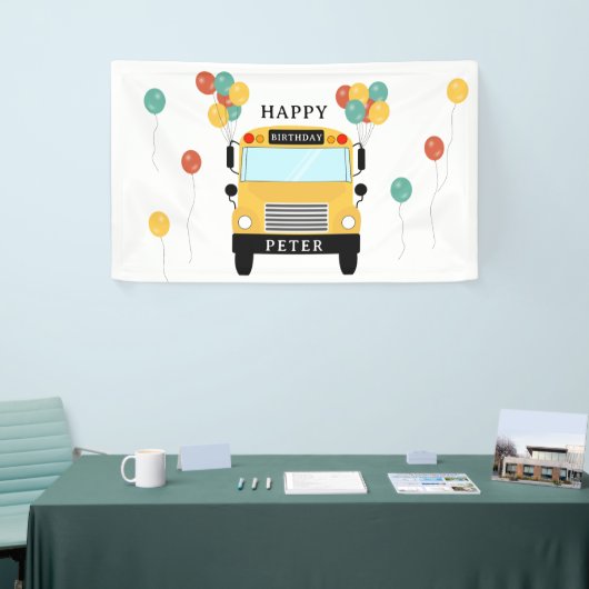 Yellow School Bus Kids Birthday Party Spandoek (Beurs)