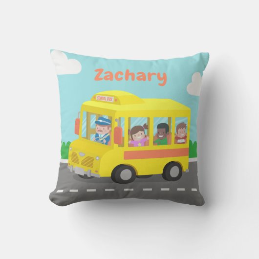 Yellow School Bus Kinder Room Decor Sierkussen (Voorkant)
