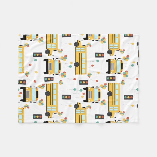 Yellow School Bus Party Kinder Fleece Deken (Voorkant (Horizontaal))