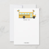 Yellow School Bus Party Kinder naam Bedankkaart (Voorkant)