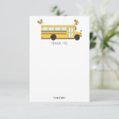 Yellow School Bus Party Kinder naam Bedankkaart (Staand voorkant)