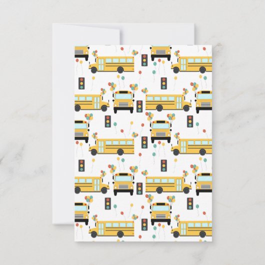 Yellow School Bus Party Kinder naam Bedankkaart (Achterkant)