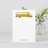 Yellow School Bus Personal Stationery Flat Cards Bedankkaart (Staand voorkant)