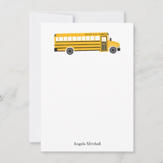 Yellow School Bus Personal Stationery Flat Cards Bedankkaart (Voorkant)