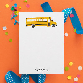 Yellow School Bus Personal Stationery Flat Cards Bedankkaart