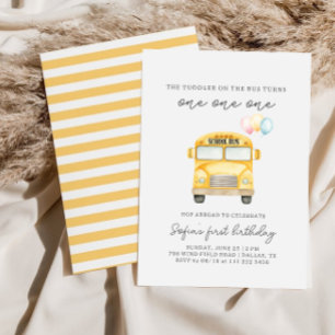 Yellow School Bus Peuter Verjaardag Uitnodiging
