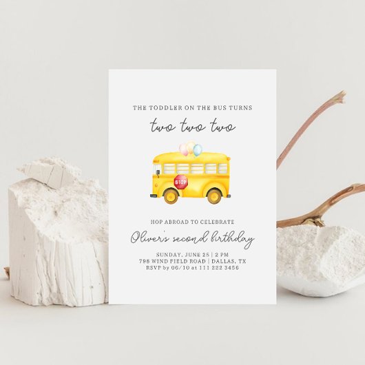 Yellow School Bus Peuter Verjaardag Uitnodiging