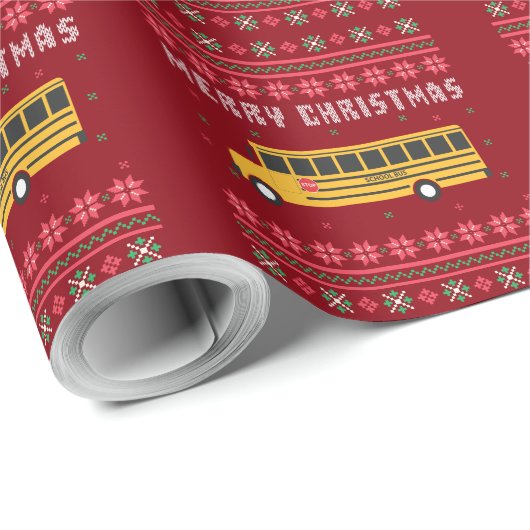 Yellow School Bus Ugly met kerstkeuken Cadeaupapier (Rol Hoek)