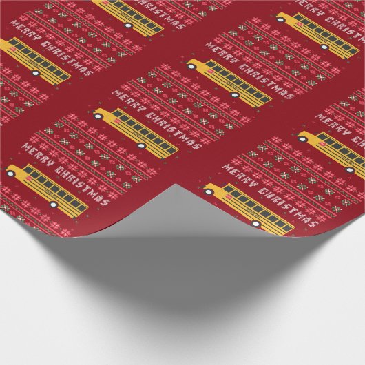 Yellow School Bus Ugly met kerstkeuken Cadeaupapier (Hoek)