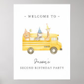 Yellow School Bus Verjaardag Welkom Poster (Voorkant)