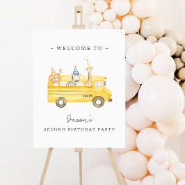 Yellow School Bus Verjaardag Welkom Poster