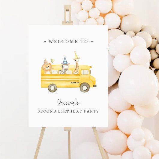 Yellow School Bus Verjaardag Welkom Poster