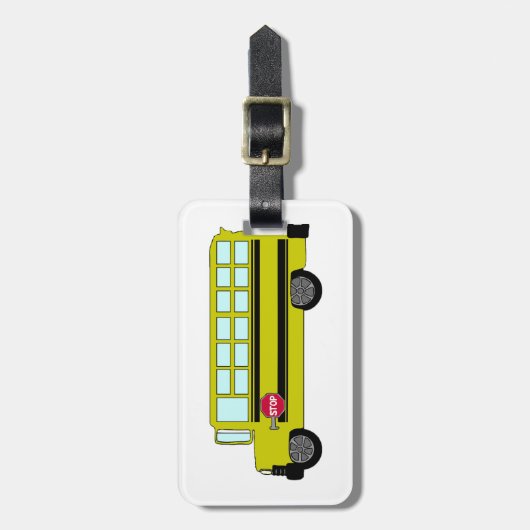Yellow School Bus with Stop Sign Bagagelabel (Voorkant verticaal)