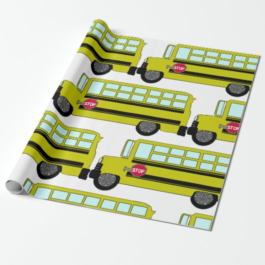 Yellow School Bus with Stop Sign Cadeaupapier (Uitgerold)