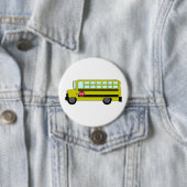 Yellow School Bus with Stop Sign Ronde Button 7,6 Cm (In situ)