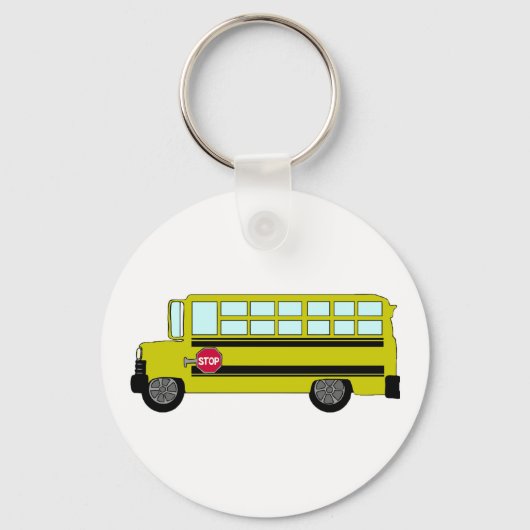 Yellow School Bus with Stop Sign Sleutelhanger (Achterkant)