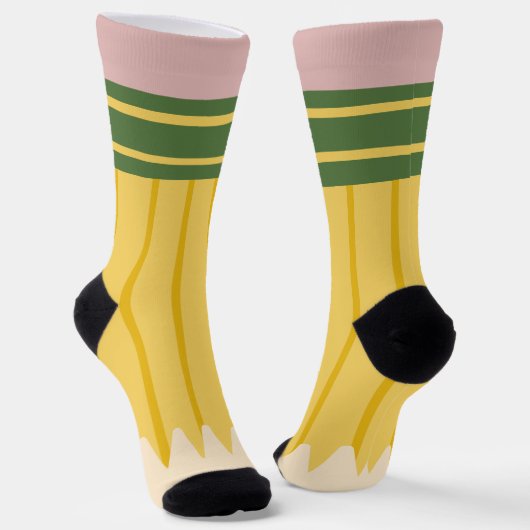 Yellow School Pencil Teachers Personalized Sokken (Gebogen)