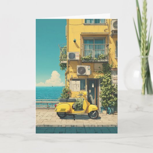 Yellow Scooter by Seaside Kaart (Voorkant)