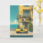 Yellow Scooter by Seaside Kaart (Gele Bloem)
