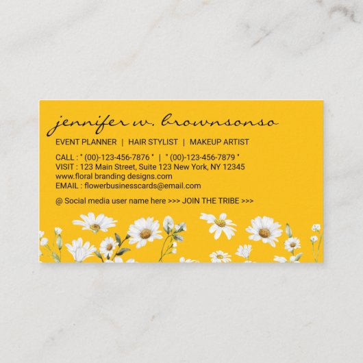 Yellow Script Signature Daisy Visitekaartje (Achterkant)