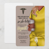 Yellow Scrubs Nursing School Afstuderen Uitnodigin Kaart (Voorkant / Achterkant)