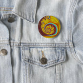 Yellow Seashell Spiral Fractal Ronde Button 5,7 Cm (In situ)