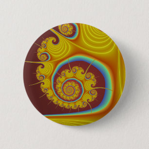 Yellow Seashell Spiral Fractal Ronde Button 5,7 Cm