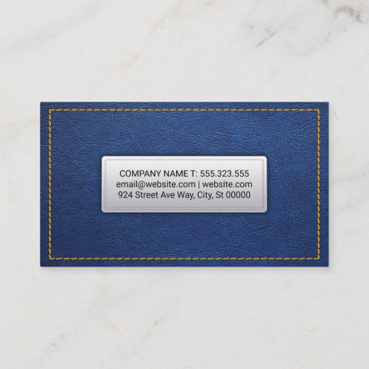 Yellow Seems | Achtergrond blauw leder Visitekaartje (Achterkant)