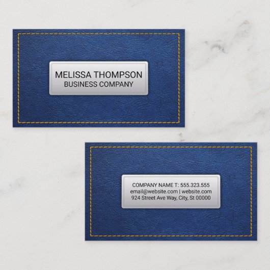 Yellow Seems | Achtergrond blauw leder Visitekaartje (Voorkant / Achterkant)