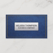 Yellow Seems | Achtergrond blauw leder Visitekaartje (Voorkant)