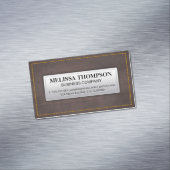 Yellow Seems | Bruin lederen textiel Magnetisch Visitekaartje (Voorbeeld)