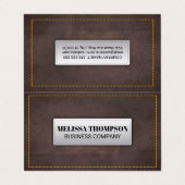 Yellow Seems | Bruin lederen textiel Visitekaartje (Buitenkant ongevouwen)