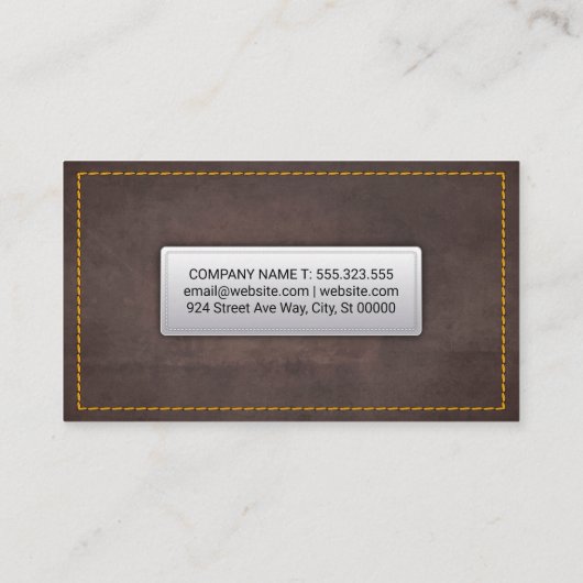 Yellow Seems | Bruin lederen textiel Visitekaartje (Achterkant)