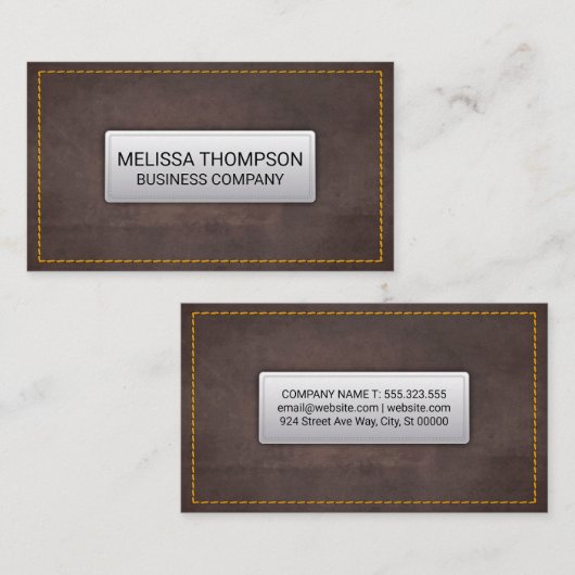 Yellow Seems | Bruin lederen textiel Visitekaartje (Voorkant / Achterkant)