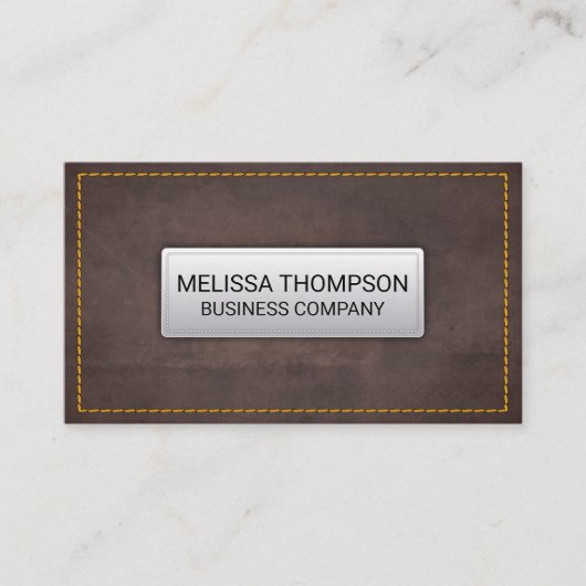 Yellow Seems | Bruin lederen textiel Visitekaartje (Voorkant)