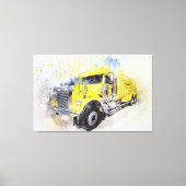 Yellow Semi Tow Truck Canvas Afdruk (Voorkant)