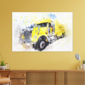 Yellow Semi Tow Truck Canvas Afdruk (Insitu (Woonkamer))