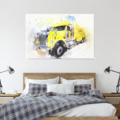 Yellow Semi Tow Truck Canvas Afdruk (Insitu (Slaapkamer))