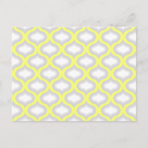Yellow & Shades of Grey Geometric Pattern Postcard Briefkaart