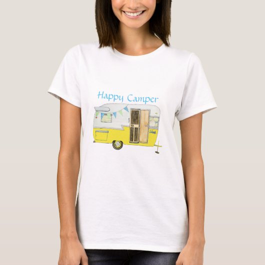 Yellow Shasta Camping Trailer Woman's Tee Shirt (Voorkant)