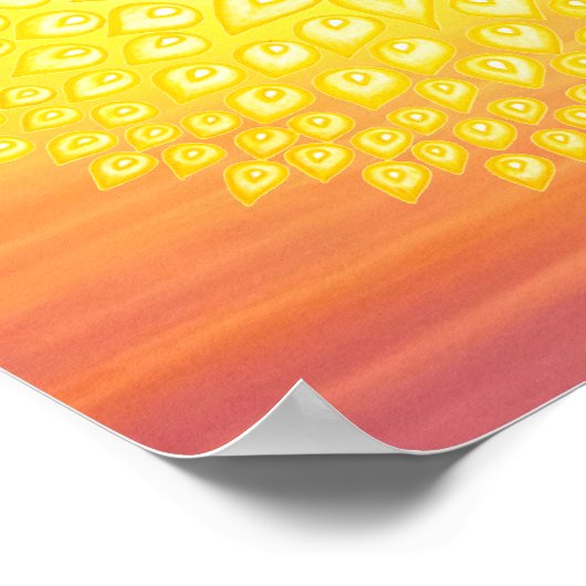 Yellow Shining Sun Mandala Sunset Poster (Hoek)