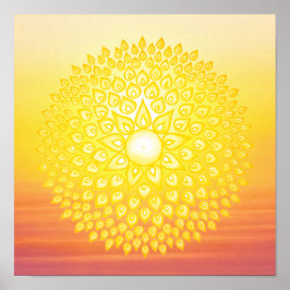 Yellow Shining Sun Mandala Sunset Poster