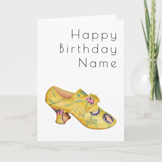 Yellow Shoe Art Deco Birthday Card Kaart (Voorkant)