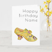 Yellow Shoe Art Deco Birthday Card Kaart (Gele Bloem)