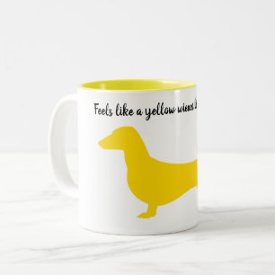 Yellow Silhouette Dachshund-Mok Tweekleurige Koffiemok